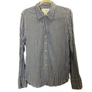 Cino Women’s Cotton Stripe Button Down Western Prairie Lightweight Shirt sz L